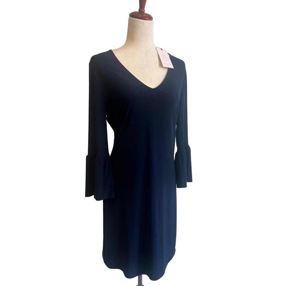 NWT Julie Brown NYC Gracen Dress Women's Size Medium Navy Bell Sleeve Cocktail
